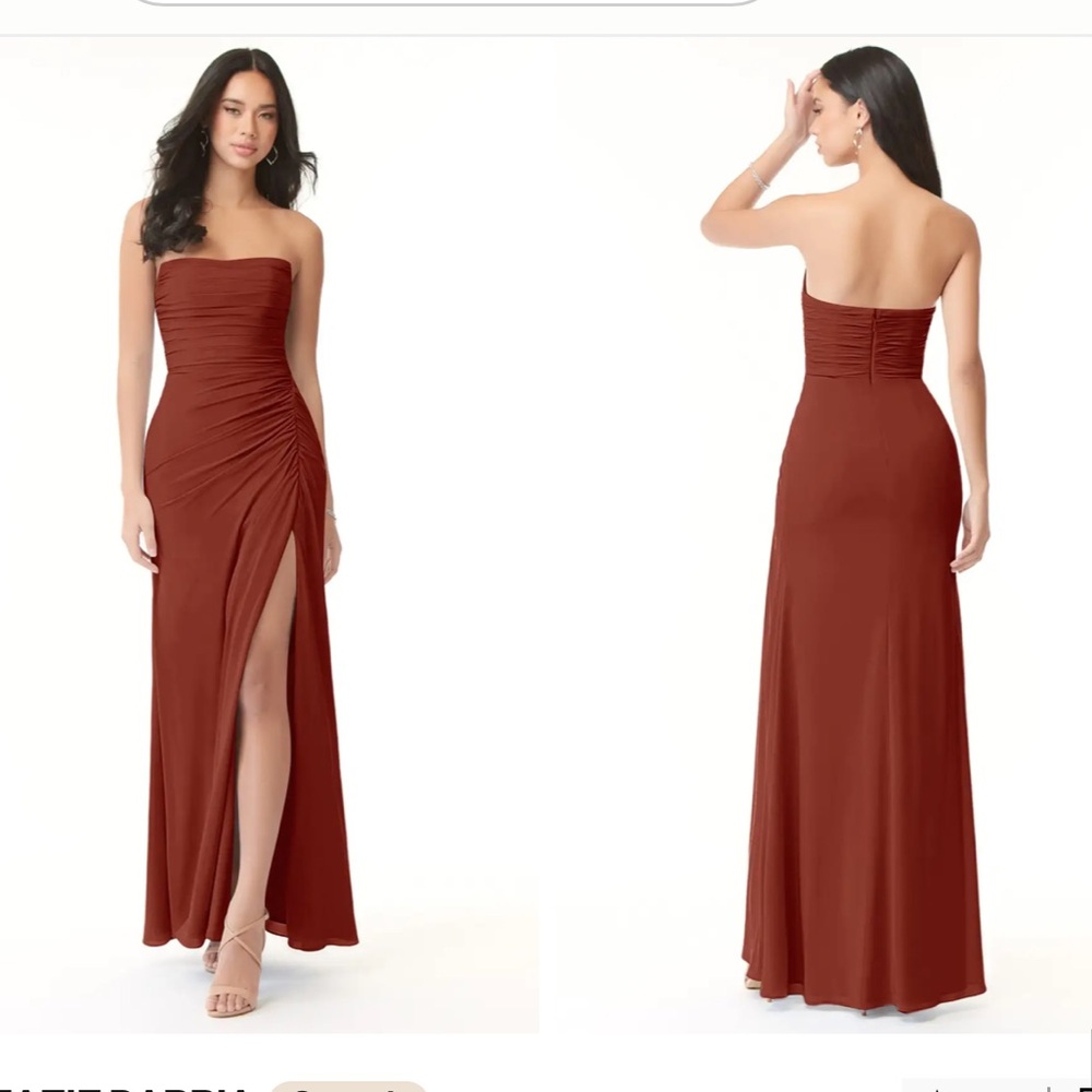 Azazie Strapless Terracotta Dress